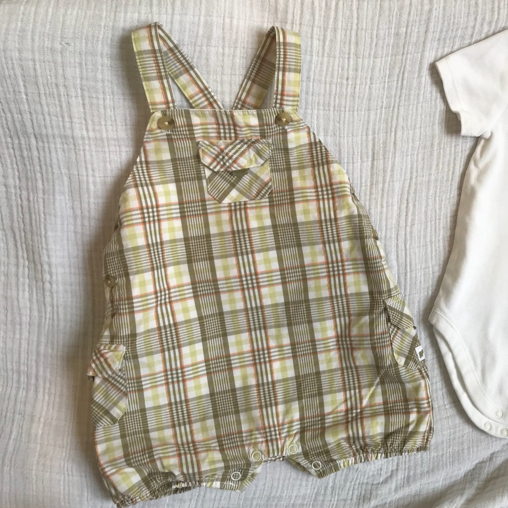 Boys sunsuit romper Janie & Jack overalls 3-6 mos